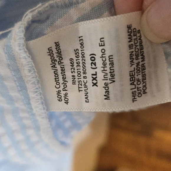 Blue Striped Ruffle Dress W Drawstring & Pockets! Crisp, Cool, Country, Feminine - Picture 3 of 4